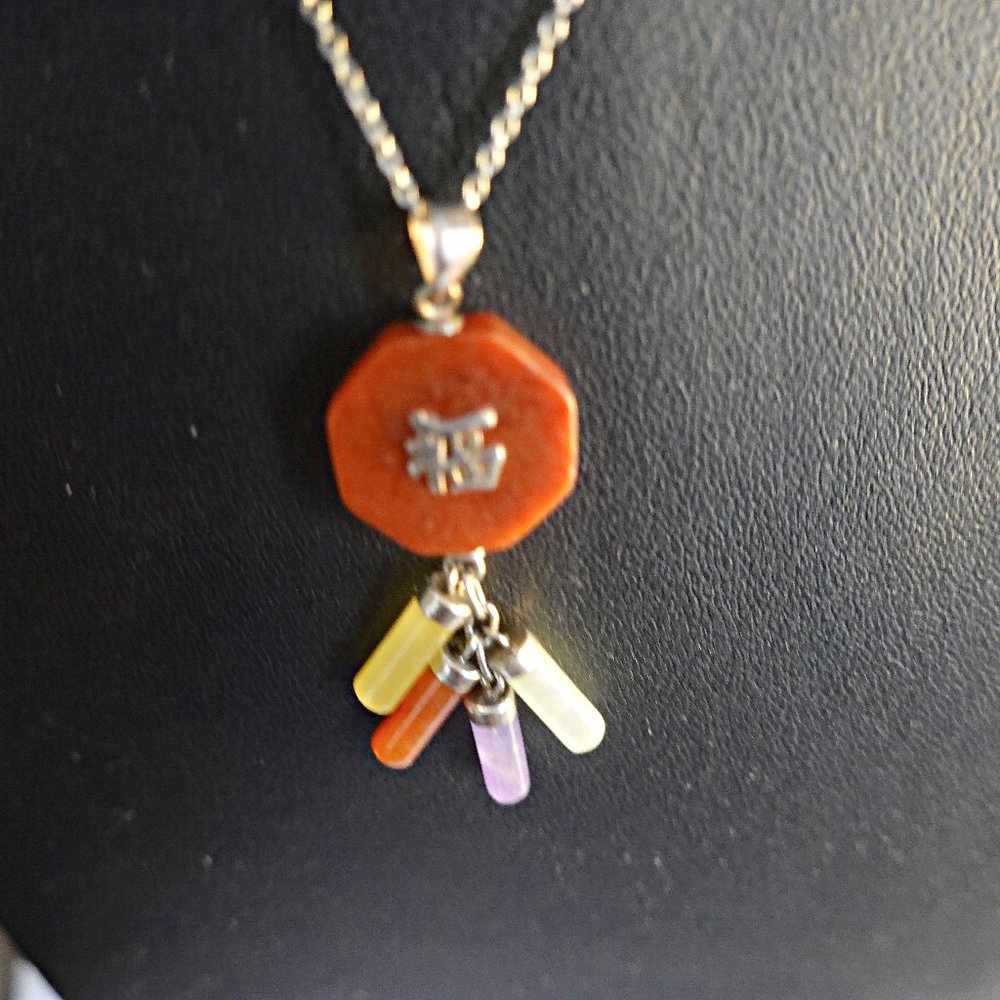 Jade  Sterling Silver Good fortune Necklace